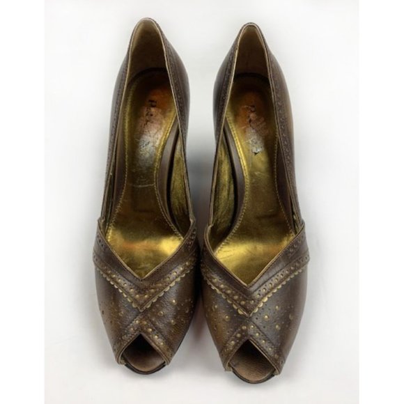 Vintage Prada Leather Peep Toe Heels 38.5 - Picture 5 of 11